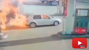 Alev alan araçtan canlarını son anda kurtardılar