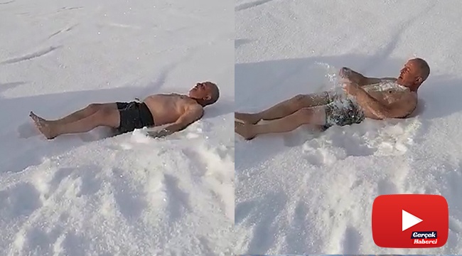 Eksi 16 derecede soyunup kara girdi