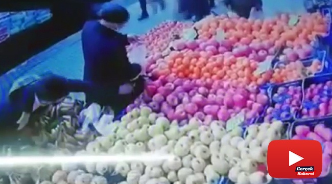 Elma seçerken telefonundan oldu