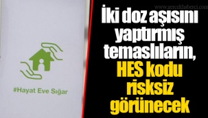 İki doz aşısını yaptırmış temaslıların, HES kodu risksiz görünecek