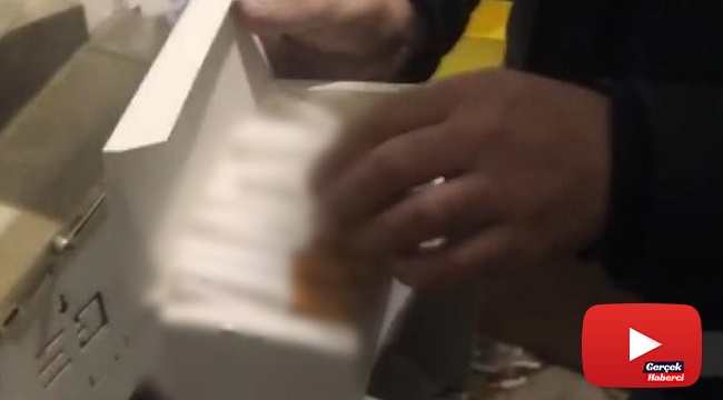 İş yerine yapılan baskında binlerce kaçak makaron ele geçirildi