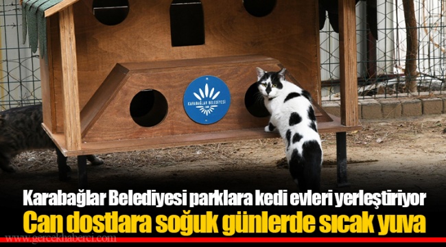Karabağlar Belediyesi parklara kedi evleri yerleştiriyor