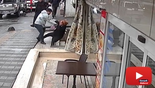 Kıskanç koca dehşeti kamerada: Yumrukladığı karısını merdivenlerden yuvarladı
