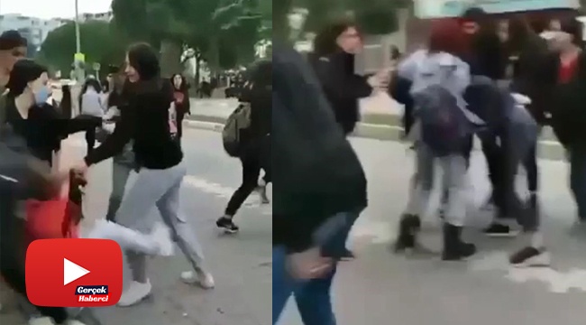 Liseli kızların meydan savaşı kameraya böyle yansıdı