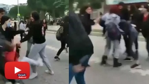 Liseli kızların meydan savaşı kameraya böyle yansıdı