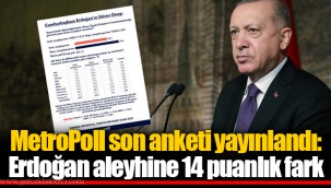 MetroPoll son anketi yayınlandı: Erdoğan aleyhine 14 puanlık fark