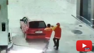 Pompacıların yumruk yumruğa kavgası kamerada