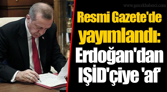 Resmi Gazete'de yayımlandı: Erdoğan'dan IŞİD'çiye 'af'