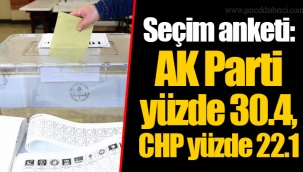 Seçim anketi: AK Parti yüzde 30.4, CHP yüzde 22.1