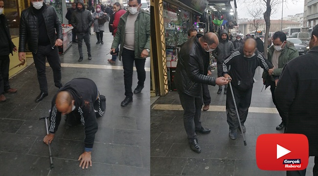 Sürünme numarasıyla dilenen şahıs zabıtadan kaçamadı