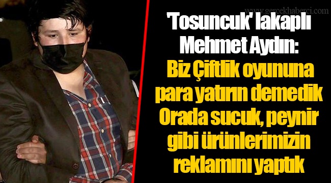 'Tosuncuk' lakaplı Mehmet Aydın: Biz Çiftlik oyununa para yatırın demedik Orada sucuk, peynir gibi ürünlerimizin reklamını yaptık