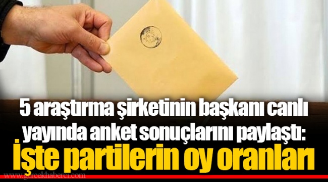 5 araştırma şirketinin başkanı canlı yayında anket sonuçlarını paylaştı: İşte partilerin oy oranları