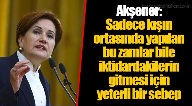 Akşener: Sadece kışın ortasında yapılan bu zamlar bile iktidardakilerin gitmesi için yeterli bir sebep