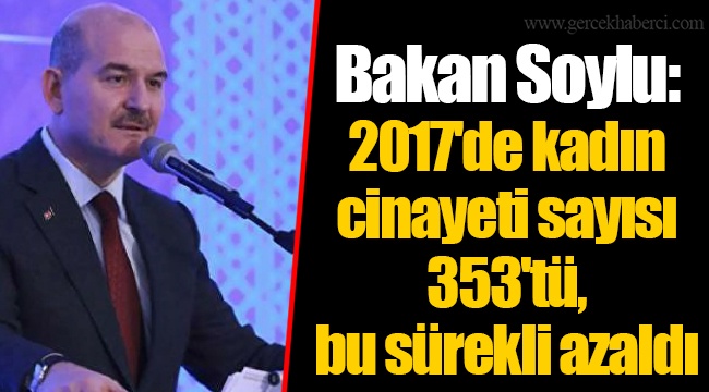 Bakan Soylu: 2017'de kadın cinayeti sayısı 353'tü, bu sürekli azaldı