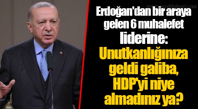 Erdoğan'dan bir araya gelen 6 muhalefet liderine: Unutkanlığınıza geldi galiba, HDP'yi niye almadınız ya?