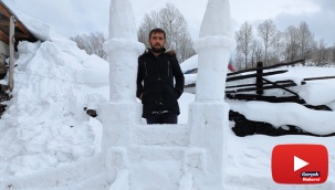 Gidemeyince kardan yaptı, özlemini böyle giderdi