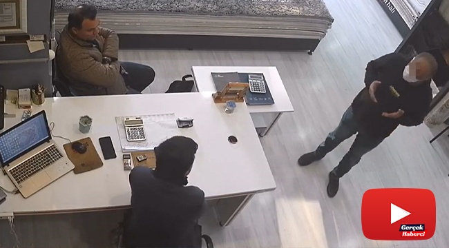 Hırsızlık yaptığı halı mağazasına gelip, iş yeri sahibinin elini öpmek istedi
