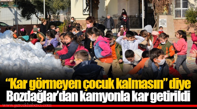 “Kar görmeyen çocuk kalmasın” diye Bozdağlar’dan kamyonla kar getirildi 