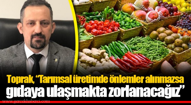 Toprak, “Tarımsal üretimde önlemler alınmazsa gıdaya ulaşmakta zorlanacağız”