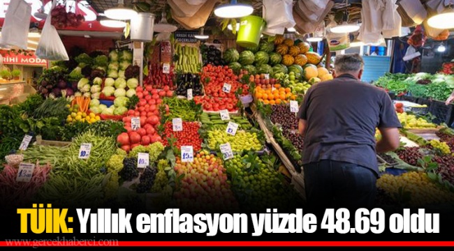 TÜİK: Yıllık enflasyon yüzde 48.69 oldu