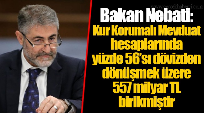 Bakan Nebati: Kur Korumalı Mevduat hesaplarında yüzde 56’sı dövizden dönüşmek üzere 557 milyar TL birikmiştir