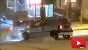 Buzlanan yolda sürücüler zor anlar yaşadı