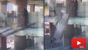 Dikkatsiz işçi, inşaatın ikinci katından bastığı kalasla birlikte aşağı düştü