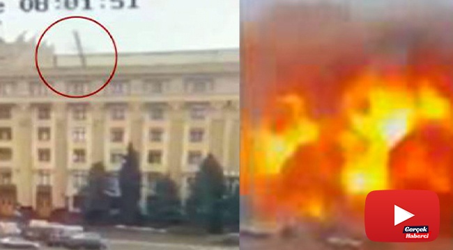 Harkov'da Belediye Binası'nın vurulma anı