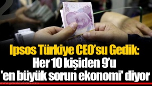 Ipsos Türkiye CEO’su Gedik: Her 10 kişiden 9’u 'en büyük sorun ekonomi' diyor
