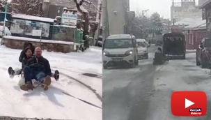Kar ve buzu eğlenceye çevirdiler