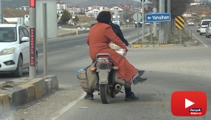 Motosikletle tehlikeli yolculuk kamerada