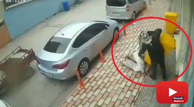 Poşete koyar gibi çek çek arabasına çöp kovalarını koyarak çaldılar