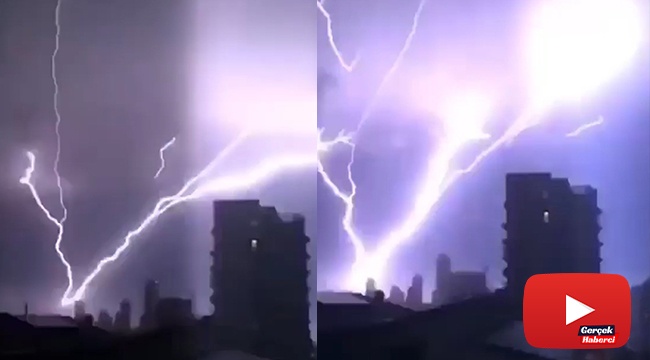 Şimşek görüntüsü izleyenlere görsel şölen sundu