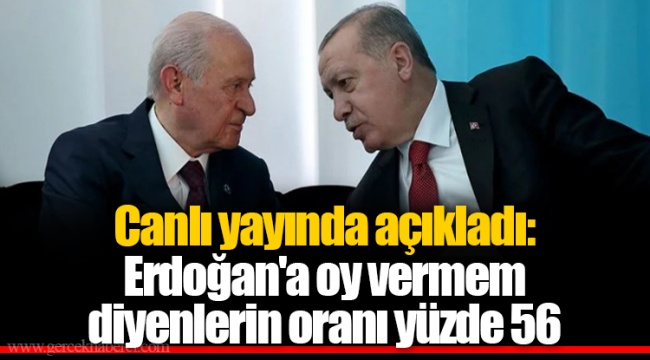 Canlı yayında açıkladı: Erdoğan'a oy vermem diyenlerin oranı yüzde 56
