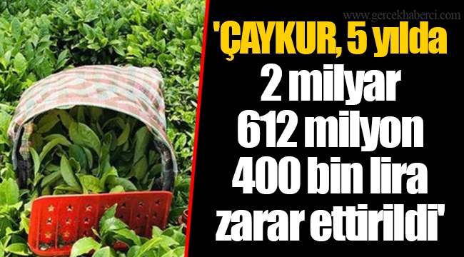 'ÇAYKUR, 5 yılda 2 milyar 612 milyon 400 bin lira zarar ettirildi'