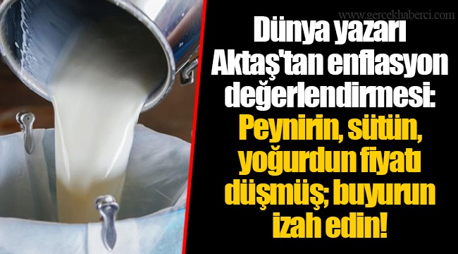 Dünya yazarı Aktaş'tan enflasyon değerlendirmesi: Peynirin, sütün, yoğurdun fiyatı düşmüş; buyurun izah edin!