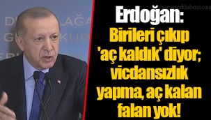 Erdoğan: Birileri çıkıp 'aç kaldık' diyor; vicdansızlık yapma, aç kalan falan yok!
