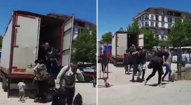 Göçmenler tırdan inip kalabalığa karıştı! Şok eden görüntülere Valilik'ten açıklama!