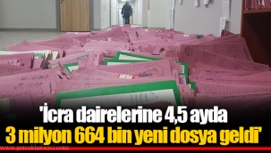 'İcra dairelerine 4,5 ayda 3 milyon 664 bin yeni dosya geldi'