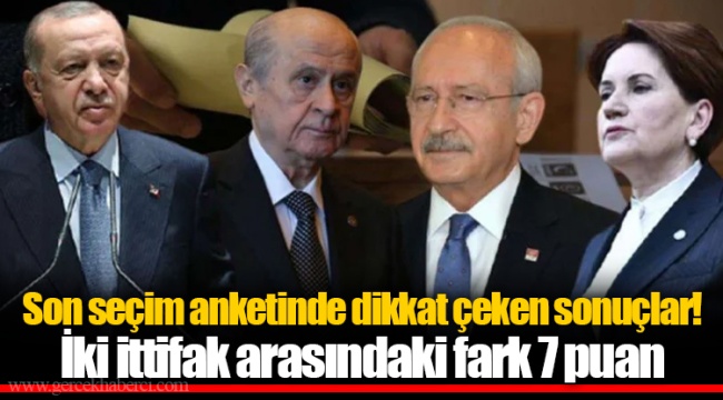 Son seçim anketinde dikkat çeken sonuçlar! İki ittifak arasındaki fark 7 puan