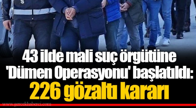 43 ilde mali suç örgütüne 'Dümen Operasyonu' başlatıldı: 226 gözaltı kararı