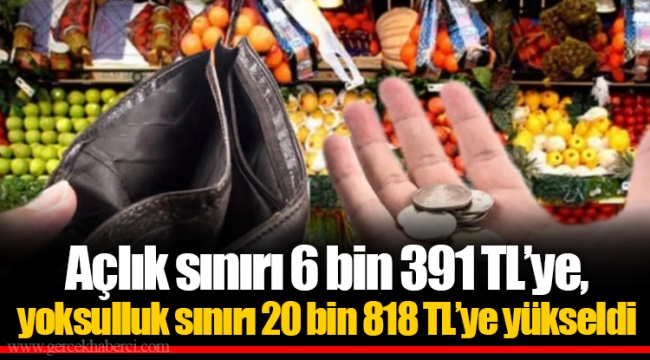 Açlık sınırı 6 bin 391 TL’ye, yoksulluk sınırı 20 bin 818 TL’ye yükseldi