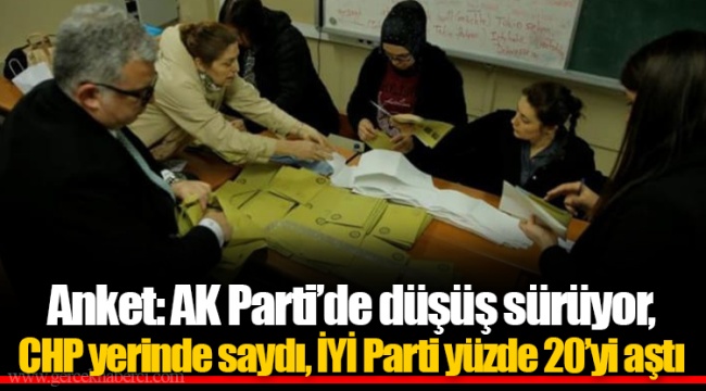 Anket: AK Parti’de düşüş sürüyor, CHP yerinde saydı, İYİ Parti yüzde 20’yi aştı