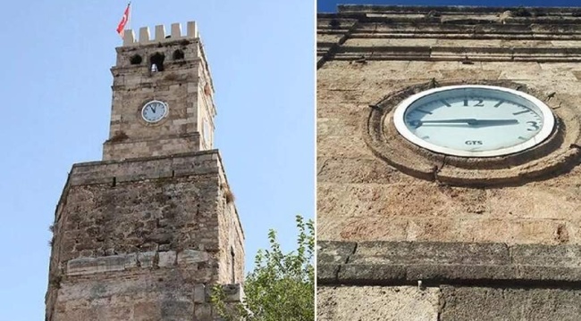 Antalya'daki tarihi Saat Kulesi'nin orijinal saatini çalıp plastiğini takmışlar