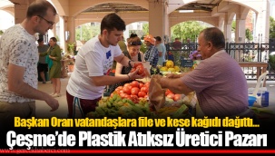 Başkan Oran vatandaşlara file ve kese kağıdı dağıttı… Çeşme’de Plastik Atıksız Üretici Pazarı
