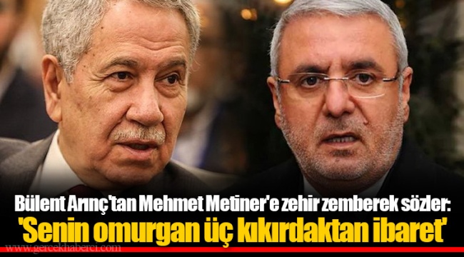 Bülent Arınç'tan Mehmet Metiner'e zehir zemberek sözler: 'Senin omurgan üç kıkırdaktan ibaret'