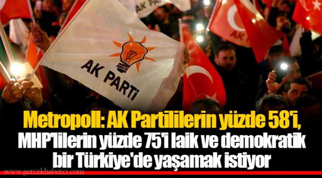 Metropoll: AK Partililerin yüzde 58'i, MHP'lilerin yüzde 75'i laik ve demokratik bir Türkiye'de yaşamak istiyor