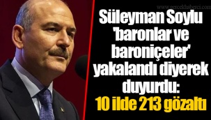 Süleyman Soylu 'baronlar ve baroniçeler' yakalandı diyerek duyurdu: 10 ilde 213 gözaltı