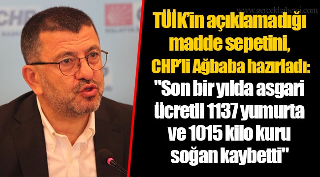 TÜİK’in açıklamadığı madde sepetini, CHP Genel Başkan Yardımcısı Veli Ağbaba hazırladı:   "Son bir yılda asgari ücretli 1137 yumurta ve 1015 kilo kuru soğan kaybetti"