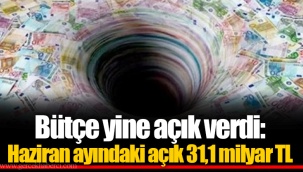 Bütçe yine açık verdi: Haziran ayındaki açık 31,1 milyar TL
